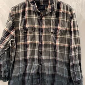 American Eagle Outfitters Black and Gray Casual Button Down Shirt